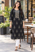 Black Pure Cotton Ikat Printed Kurta For Women