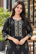 Black Pure Cotton Ikat Printed Kurta For Women