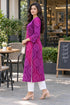 Purple & Pink Pure Cotton Bandhej Printed Kurti