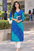 Blue Pure Cotton Bandhej Printed Kurti
