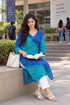 Blue Pure Cotton Bandhej Printed Kurti
