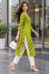 Parrot Green Pure Cotton Ikat Printed Kurta For Women