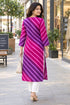 Purple & Pink Pure Cotton Ikat Printed Kurta For Women