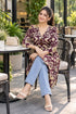 Wine Pure Cotton Ikat Printed Kurta For Women