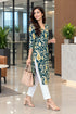 Green Pure Cotton Ikat Printed Kurta For Women