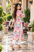 Pink & Beige Pure Cotton Ikat Printed Kurta For Women