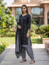Black Cotton Blend Printed Ready to Wear Patiala Salwar Suit