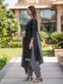 Black Cotton Blend Printed Ready to Wear Patiala Salwar Suit