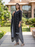 Black Cotton Blend Printed Ready to Wear Patiala Salwar Suit