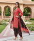 Red Cotton Blend Printed Ready to Wear Patiala Salwar Suit