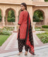 Red Cotton Blend Printed Ready to Wear Patiala Salwar Suit