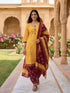Yellow Cotton Blend Printed Ready to Wear Patiala Salwar Suit