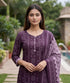 Purple Cotton Blend Printed Ready to Wear Patiala Salwar Suit