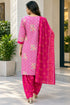 Baby Pink Cotton Blend Printed Ready to Wear Patiala Salwar Suit