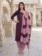 Wine Cotton Blend Floral Printed Ready to Wear Patiala Salwar Suit