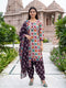 Beige & Wine Cotton Blend Printed Ready to Wear Patiala Salwar Suit