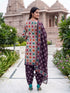 Beige & Wine Cotton Blend Printed Ready to Wear Patiala Salwar Suit