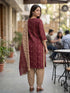 Maroon Cotton Blend Floral Printed Ready to Wear Patiala Salwar Suit