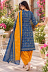 Teal Cotton Blend Printed Ready to Wear Patiala Salwar Suit