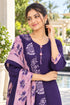Purple Cotton Blend Printed Ready to Wear Patiala Salwar Suit