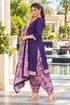 Purple Cotton Blend Printed Ready to Wear Patiala Salwar Suit