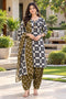 Black & White Cotton Blend Printed Ready to Wear Patiala Salwar Suit