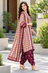 Beige & Wine Cotton Blend Printed Ready to Wear Patiala Salwar Suit