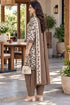 White & Brown Cotton Blend Printed Ready to Wear Patiala Salwar Suit