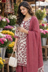 White & Red Cotton Blend Printed Ready to Wear Patiala Salwar Suit