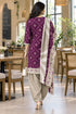 Wine Cotton Blend Printed Ready to Wear Patiala Salwar Suit