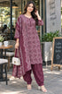 Wine Cotton Blend Printed Ready to Wear Patiala Salwar kurta sets women RW5285WN0926