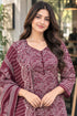 Wine Cotton Blend Printed Ready to Wear Patiala Salwar kurta sets women RW5285WN0926