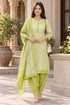 Parrot Green Cotton Blend Printed Ready to Wear Patiala Salwar Suit