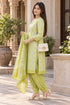 Parrot Green Cotton Blend Printed Ready to Wear Patiala Salwar Suit