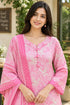 Baby Pink Cotton Blend Printed Ready to Wear Patiala Salwar Suit