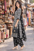 White & Black Cotton Blend Printed Ready to Wear Patiala Salwar Suit