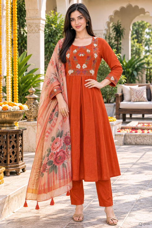 Rajnandini-Women's-Mul-Chanderi-with-Inner-Resham-Thread-Embroidered-A-Line-Kurta-&-Pant-With-Dupatta-ST324OR0826
