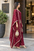 Maroon Silk Blend with Inner Embroidered Beads Work Straight Kurta & Pant With Dupatta