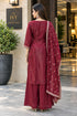 Maroon Silk Blend with Inner Embroidered Beads Work Straight Kurta & Pant With Dupatta