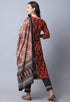 Brown & Black  Pure Cambric Cotton Jaipuri Printed Kurta Set With Dupatta
