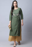 Green Pure Cambric Cotton Embroidered Kurti