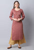 Brown Rayon Viscose Embroidered Kurti