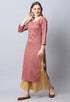 Brown Rayon Viscose Embroidered Kurti