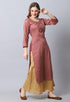 Brown Rayon Viscose Embroidered Kurti