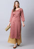 Brown Rayon Viscose Embroidered Kurti