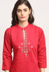 Red Chanderi Floral Embroidered Kurta Set With Dupatta