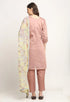 Mauve Pink Chanderi Floral Embroidered Kurta Set With Dupatta