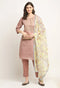 Mauve Pink Chanderi Floral Embroidered Kurta Set With Dupatta