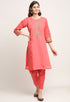 Pink Chanderi Floral Embroidered Kurta Set With Dupatta