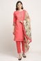 Pink Chanderi Floral Embroidered Kurta Set With Dupatta